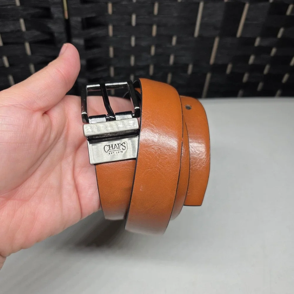 Chaps Mens Reversible Belt XL 34-36 Brown Black Gunmetal Buckle 12CH0114